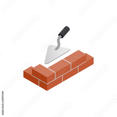 Brickwork and building trowel icon