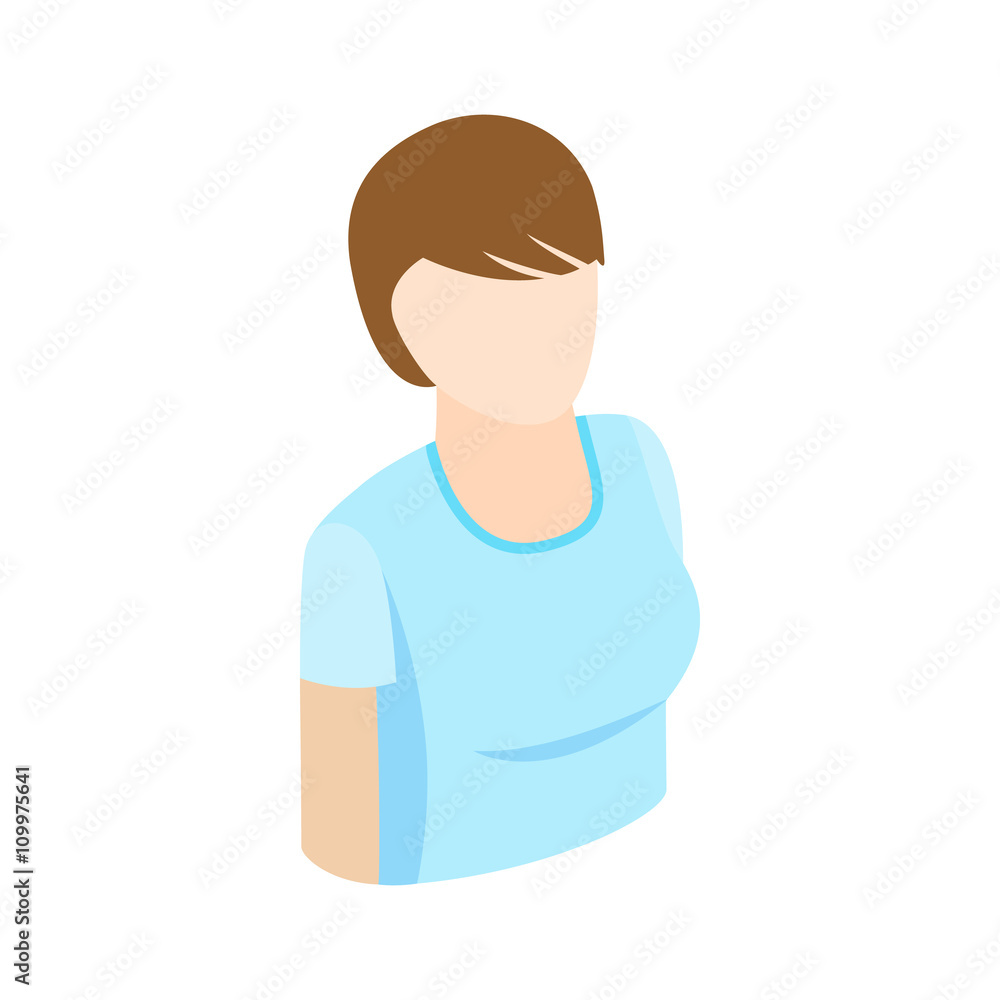Woman with short hair icon, isometric 3d style Woman with short hair icon, isometric 3d style
