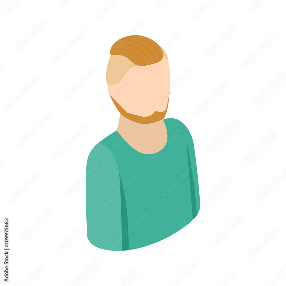 Man with a beard icon, isometric 3d style