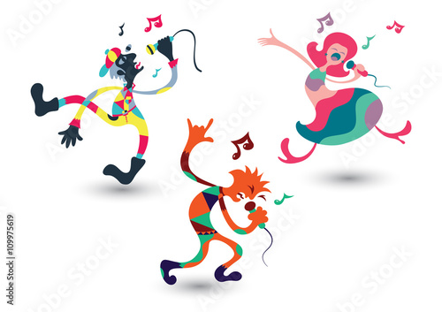 Cartoon singer doing funky dance.