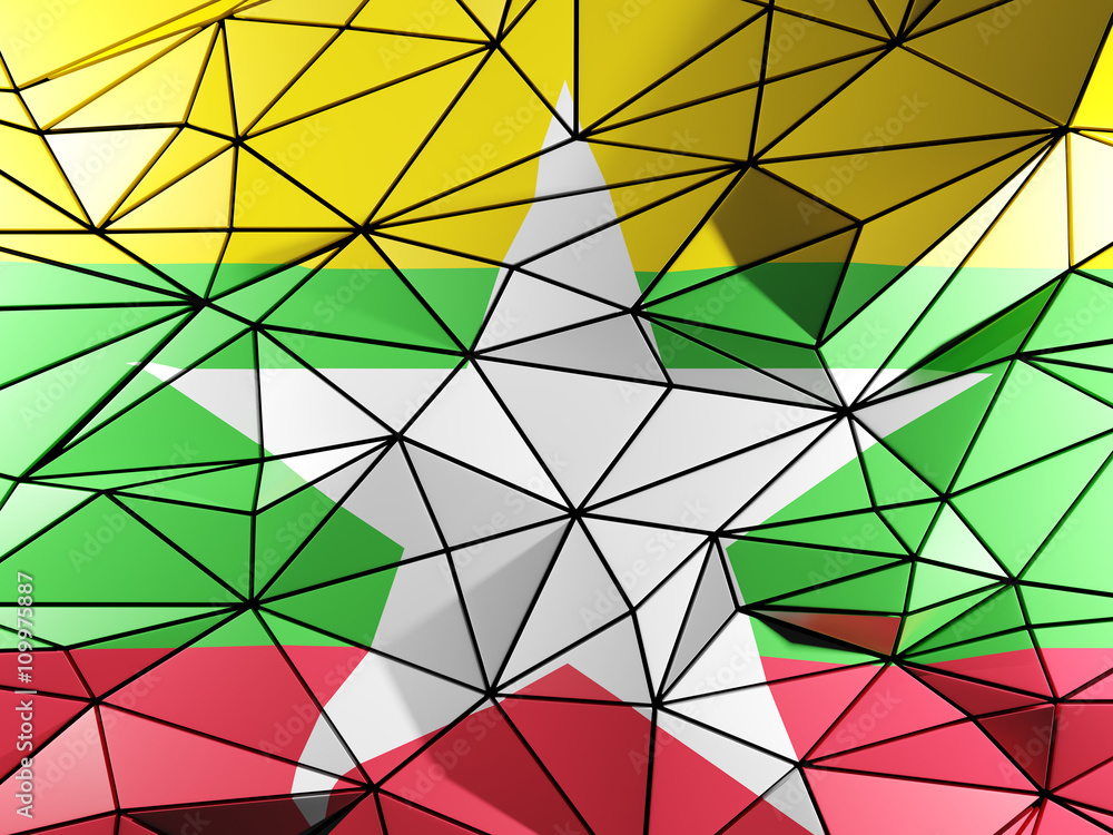 Triangle background with flag of myanmar Triangle background with flag of myanmar