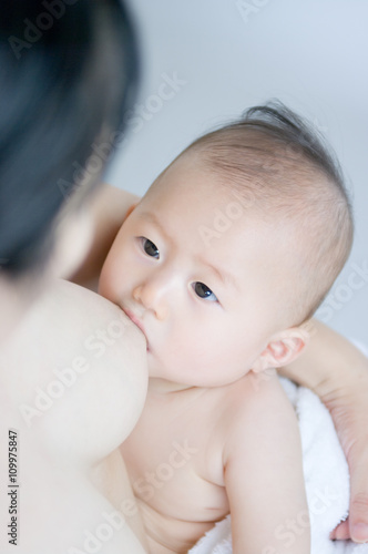 おっぱいを飲む日本人の赤ちゃん Stock Photo Adobe Stock