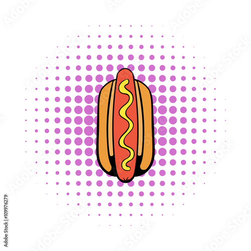 Hotdog icon in comics style
