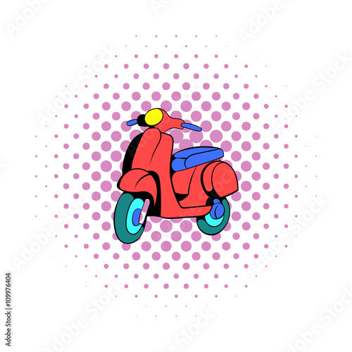 Red scooter icon, comics style