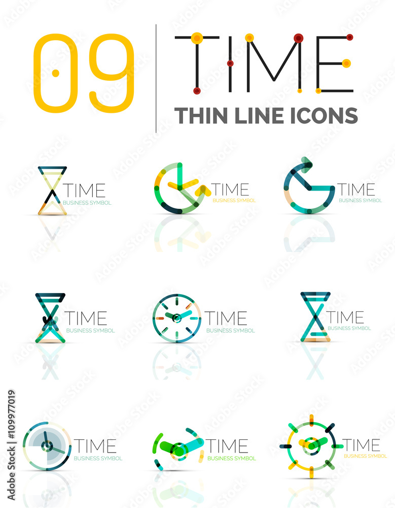 Geometric clock and time icon set Geometric clock and time icon set