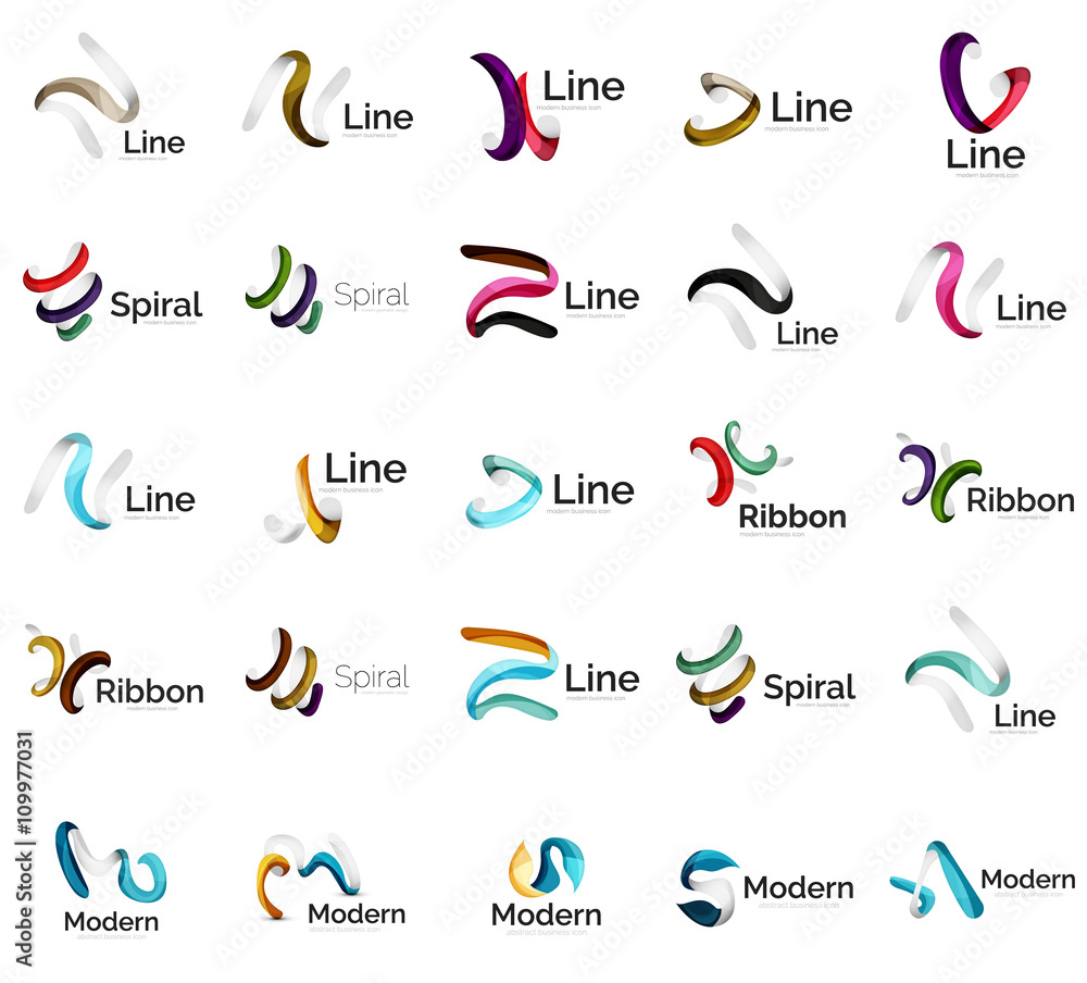 Set of abstract ribbon logo icons