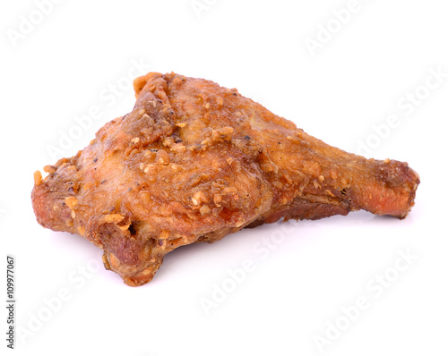 fried chicken with sesame seeds on white background