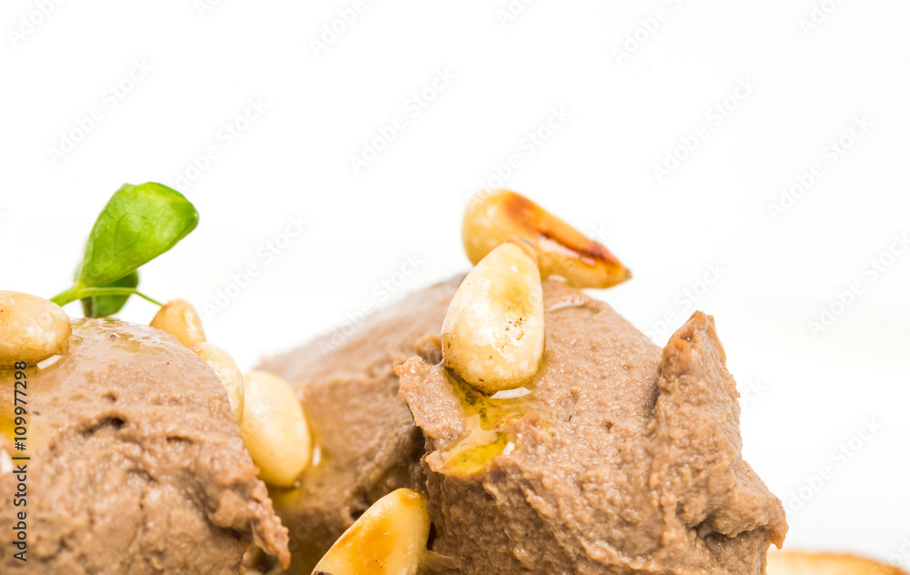 Delicious bruschetta with chicken liver pate. Delicious bruschetta with chicken liver pate.