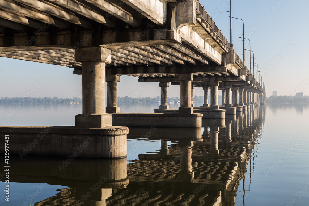 Modern concrete bridge in perspective. Dnepropetrovsk.