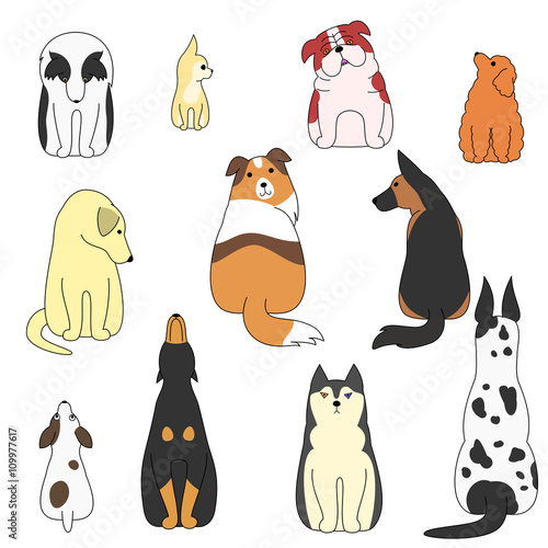various posing dogs set