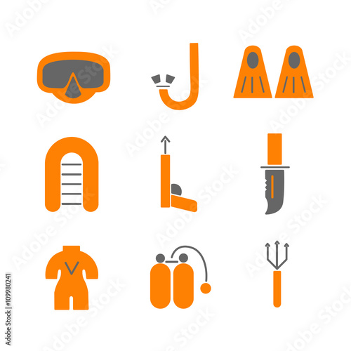 Vector spearfishing illustration.