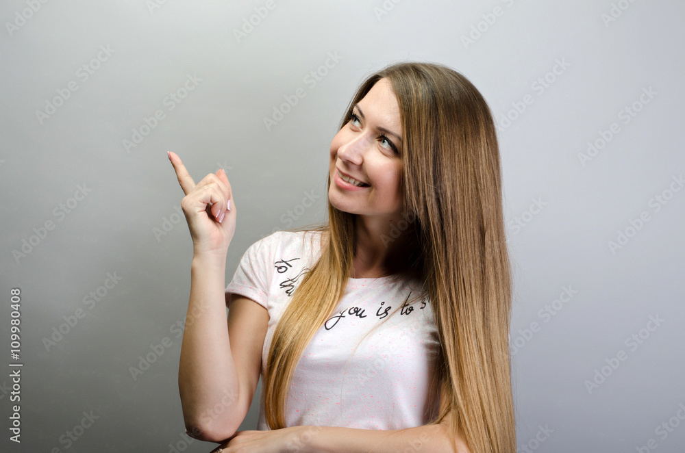 woman pointing up woman pointing up