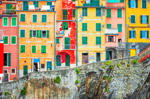Colorful houses in Riomaggiore, Cinque terre Italy. photo
