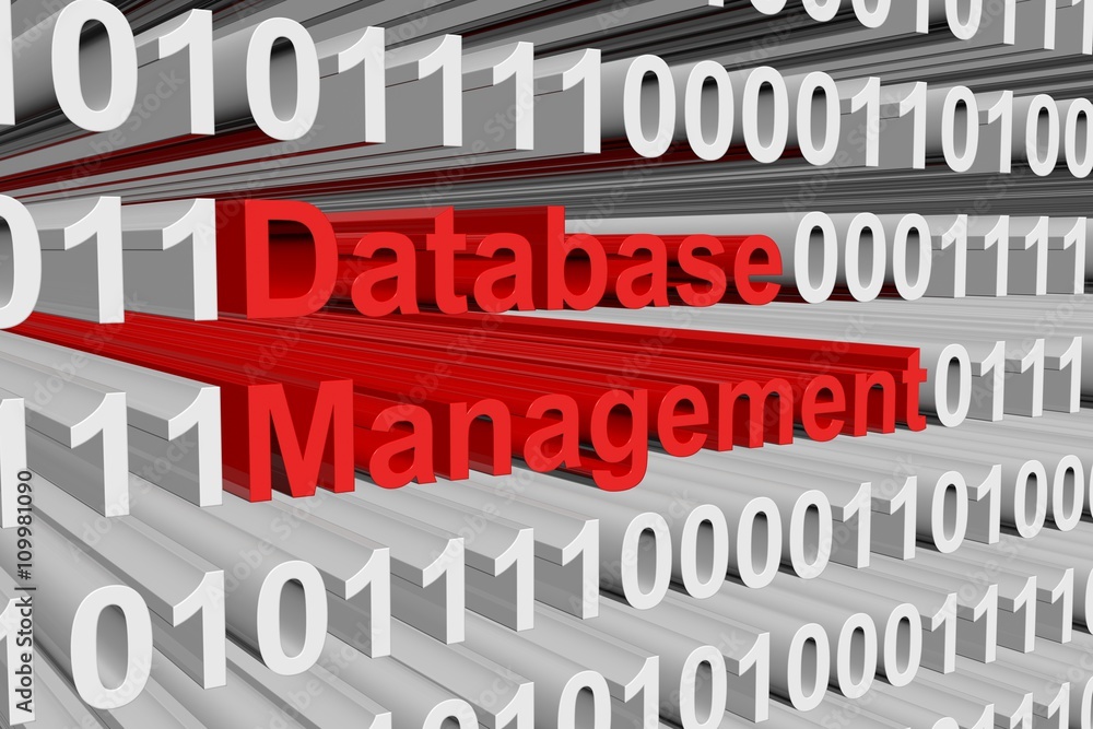 Database management in the form of binary code, 3D illustration