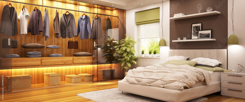 Modern wardrobe and modern bedroom