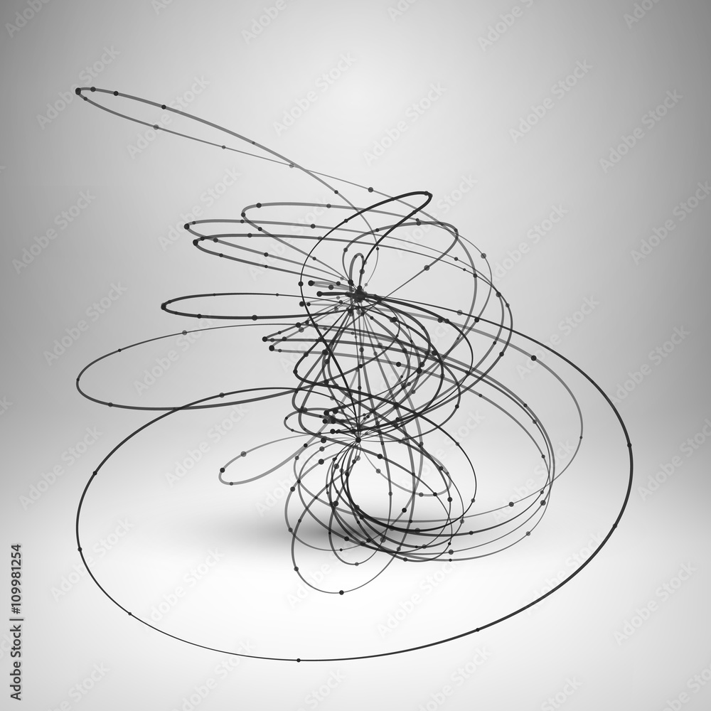 Abstract wire element with connected lines and dots. Wave tech background. Vector Illustration EPS10. Abstract wire element with connected lines and dots. Wave tech background. Vector Illustration EPS10.