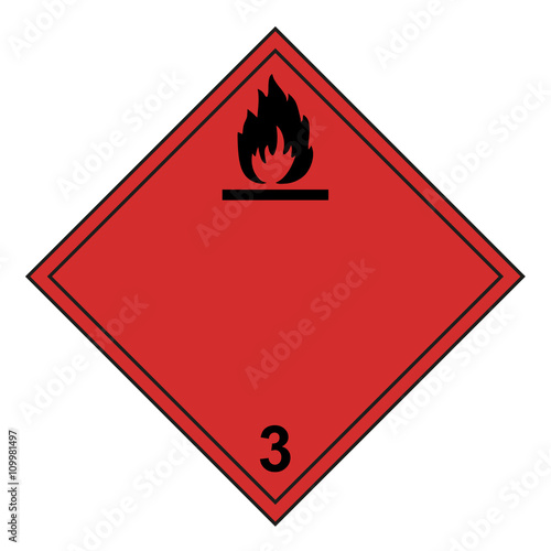 Gefahrgutkennzeichen nach ADR Klasse 3 Entzündbare Flüssigkeiten photo