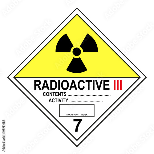 Gefahrgutkennzeichen nach ADR Klasse 7C Radioaktiv III