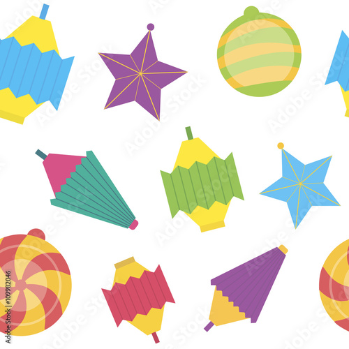 Seamless pattern. Flat colorful garland for holiday.