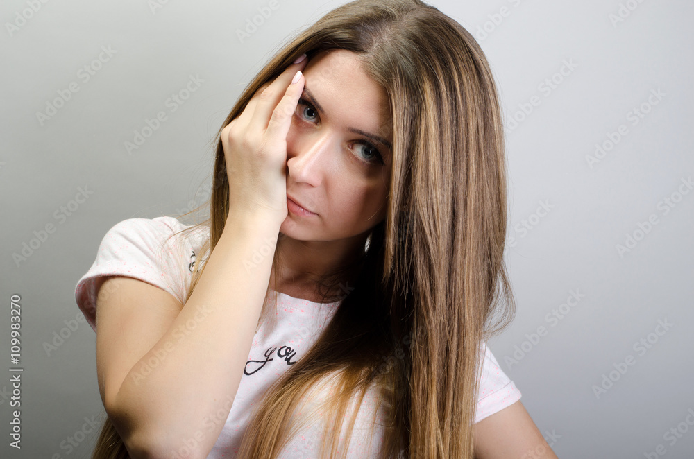 Portrait of a beautiful young woman thinking Portrait of a beautiful young woman thinking