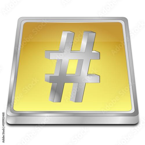 Hashtag Button - 3D illustration