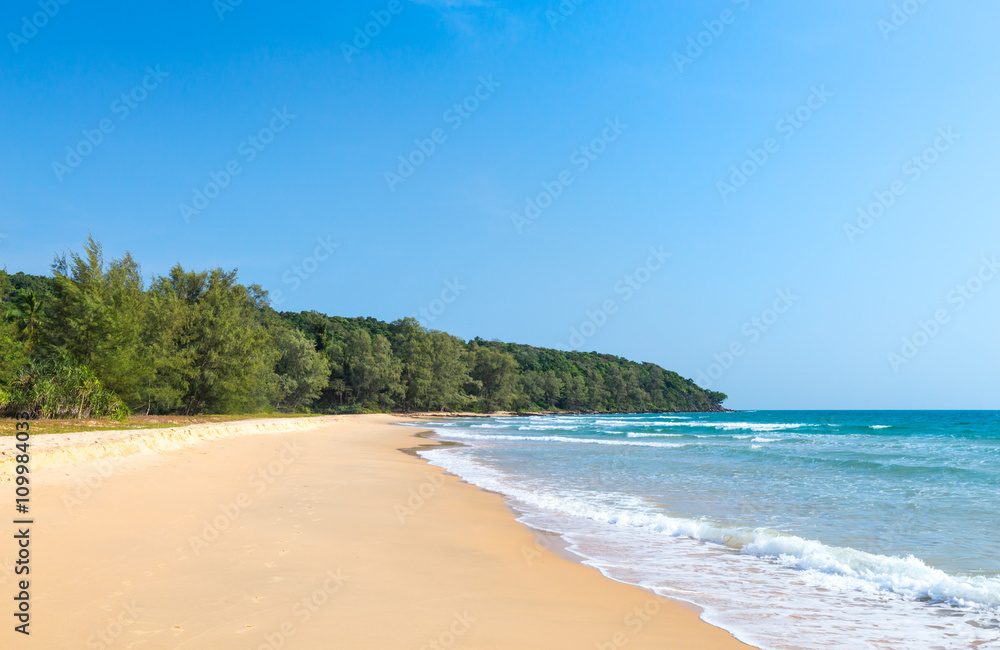 Uninhabited beach on a tropical island