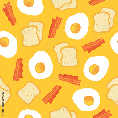 Breakfast seamless pattern with eggs and bacon. 