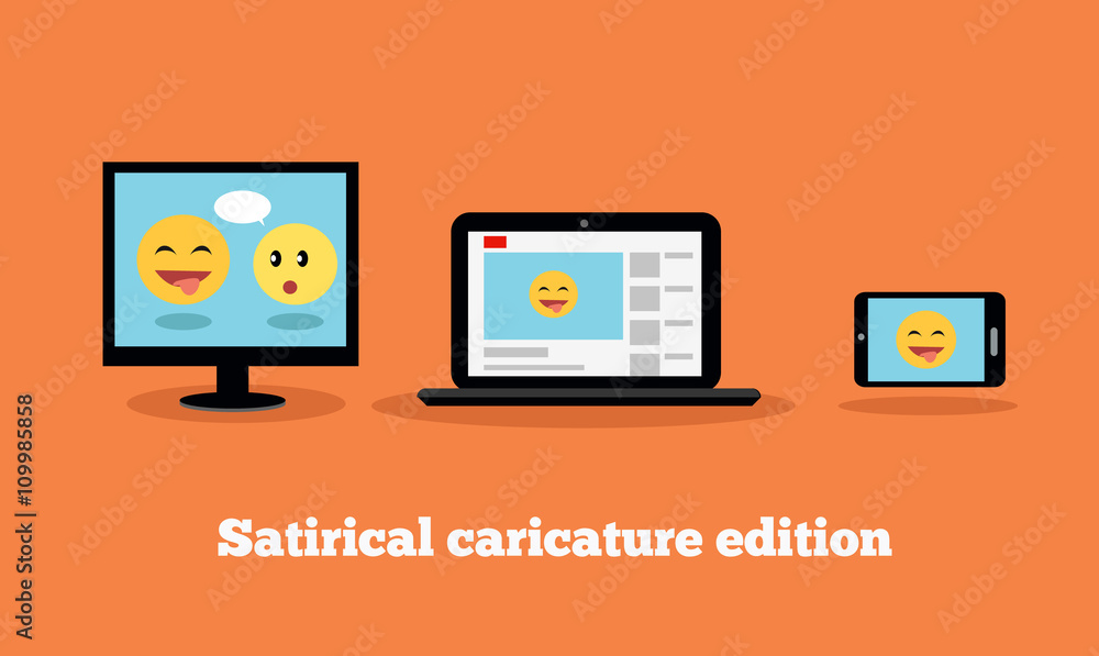 Satirical Caricature Edition Design Flat Satirical Caricature Edition Design Flat