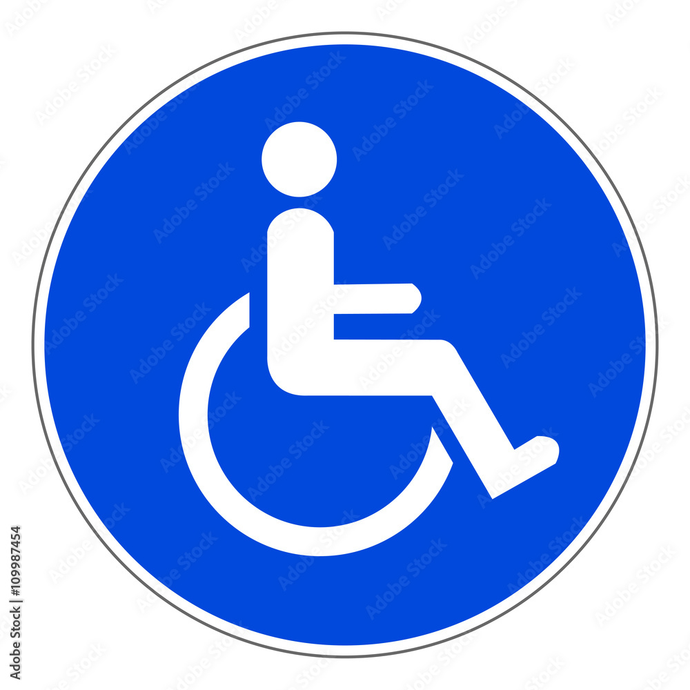 Schild Rollstuhlfahrer mit Behinderung blau Schild Rollstuhlfahrer mit Behinderung blau