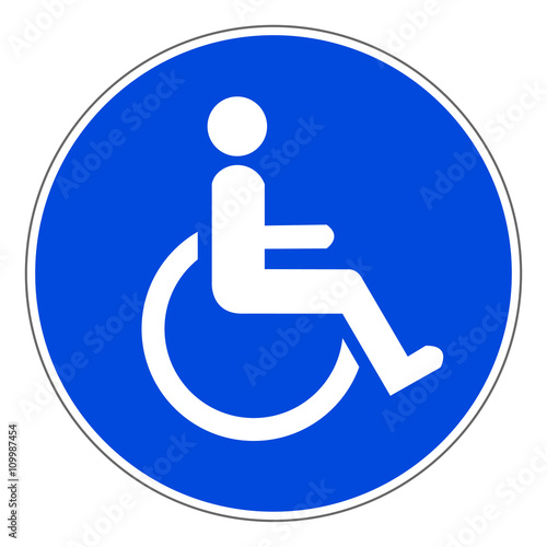 Schild Rollstuhlfahrer mit Behinderung blau