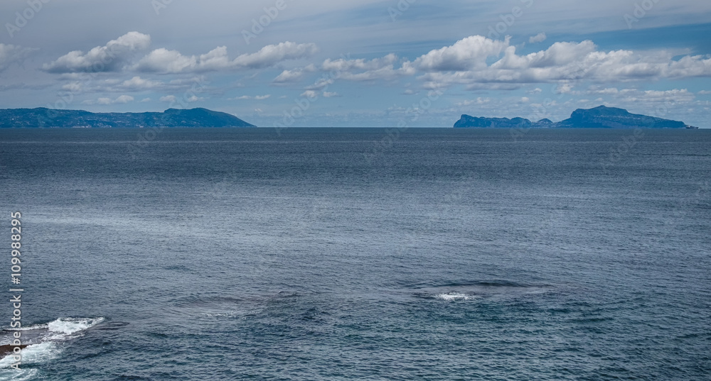 the sea between the Sorrento peninsula and the island of Capri