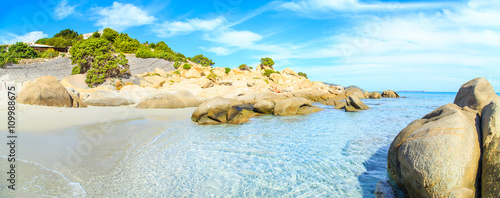 A view of a crystal water on the beach in Sardinia