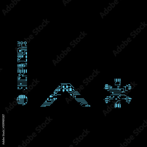 Circuit board symbol exclamation mark caret asterisk vector Vector Illustration