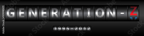 Generation Z illustration. Letters look like a odometer Z letter change Y letter