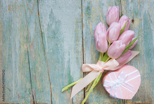 Flowers and gift box