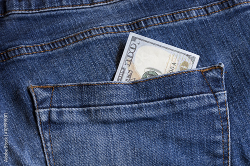 U.S. dollars in the jeans pocket 