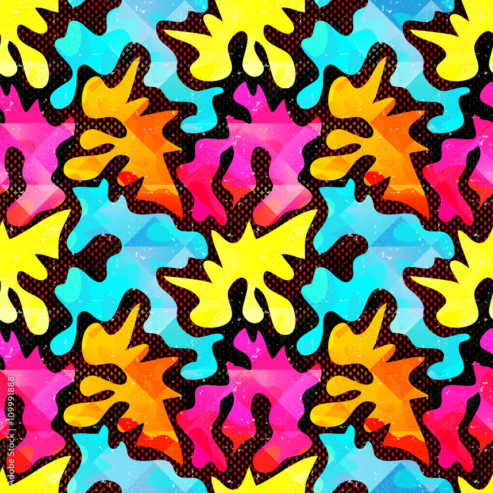 Naklejka premium Graffiti abstract geometric objects on a black background