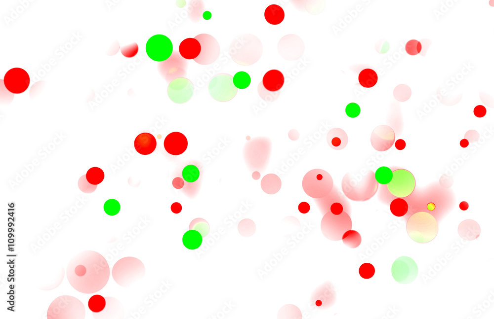 Simple floating bokeh abstract with thinly scattered red and green spots