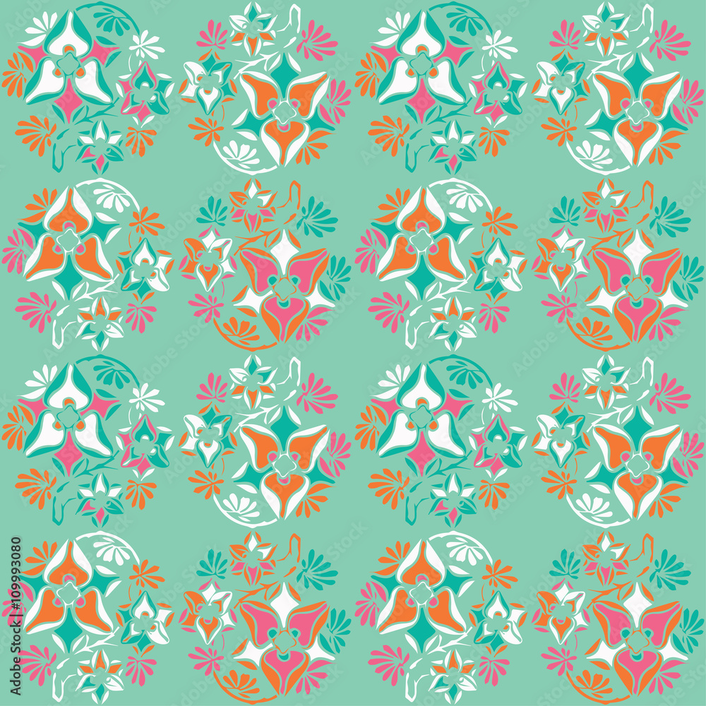 Obraz premium Seamless vector background with decorative flowers. Print. Cloth design, wallpaper.