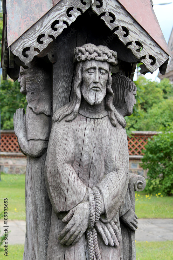 Wooden Jesus sculpture