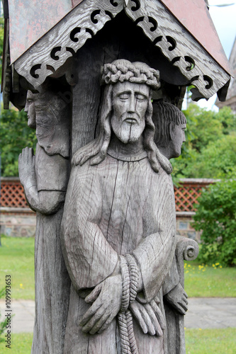 Wooden Jesus sculpture