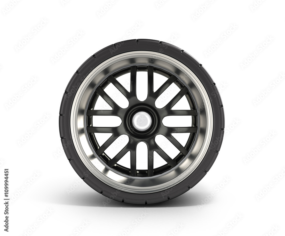 automotive wheel isolated on white 3d render
