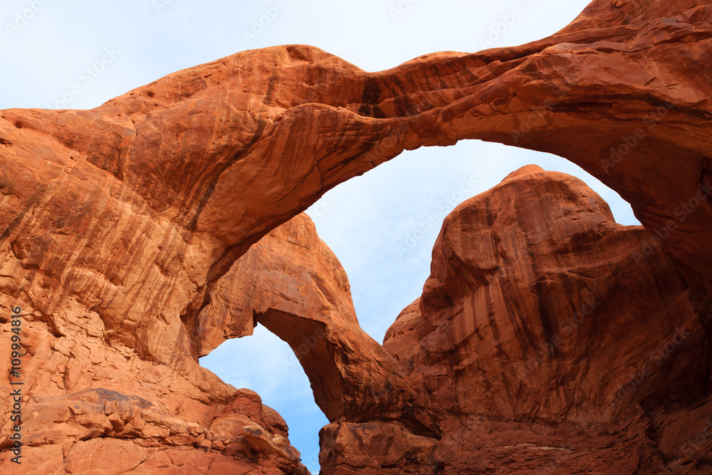 Red rock arches. Arches National park, Moab, United States of America. Geological formations
