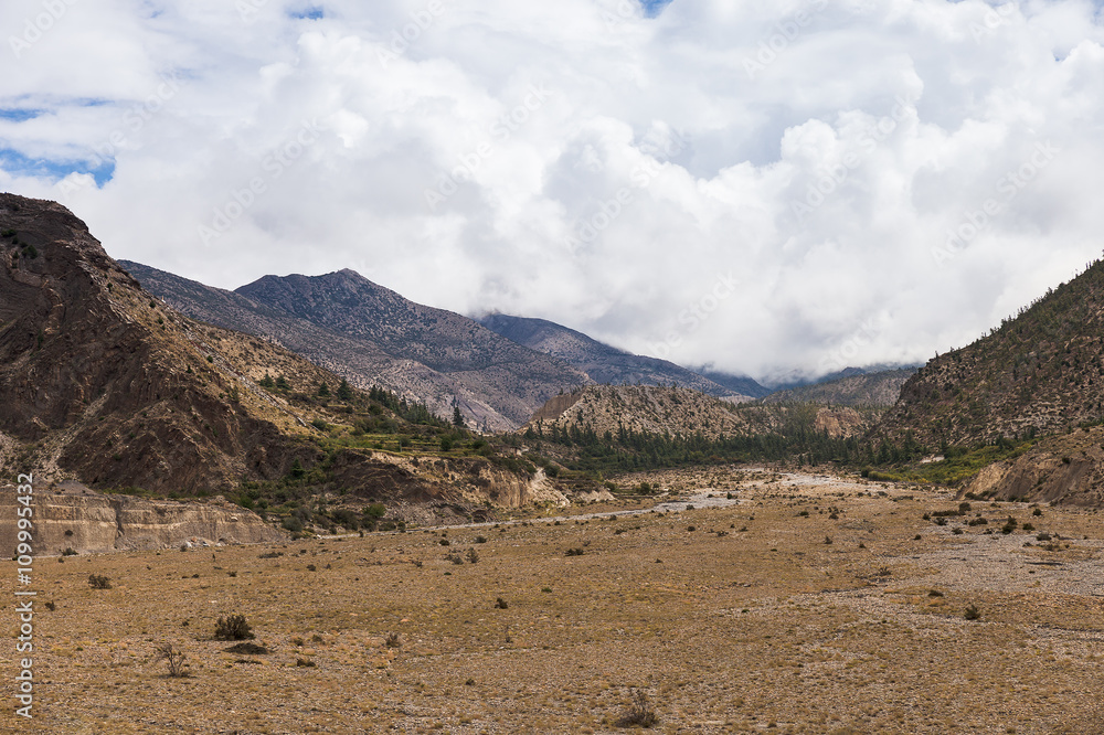 Landscape in Himalayas mountains, Annapurna range, Nepal.