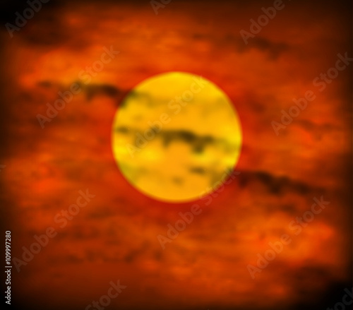 Sunset on red sky