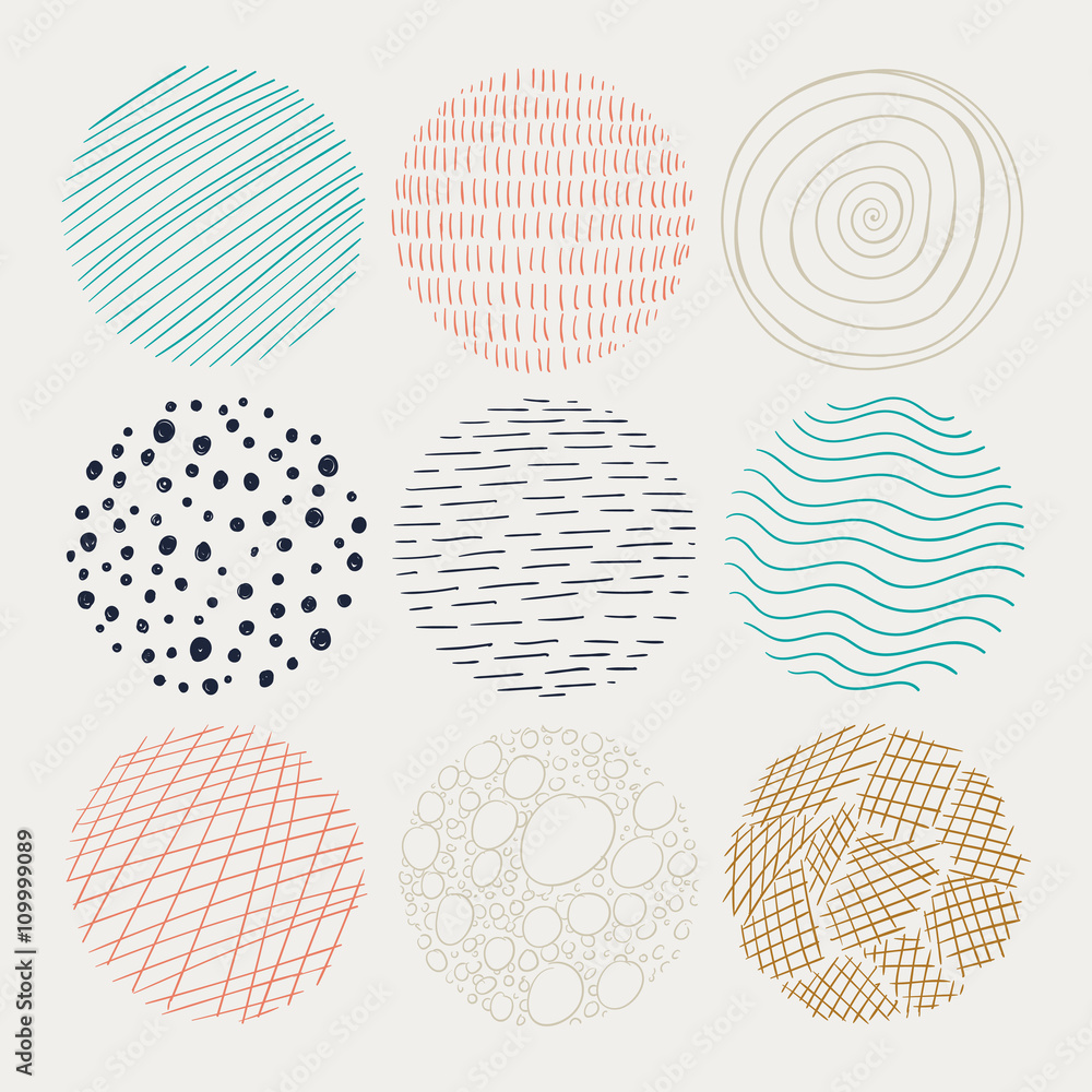 Vector Illustration of Abstract Doodle Circles - obrazy, fototapety, plakaty 