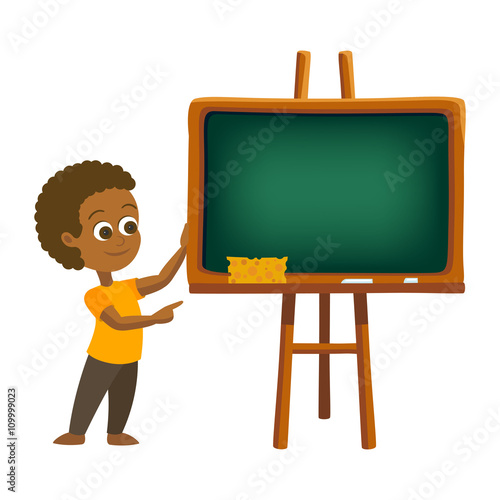Vector Illustration of Happy a Happy School Boy