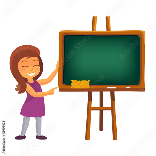 Vector Illustration of Happy a Happy School Girl