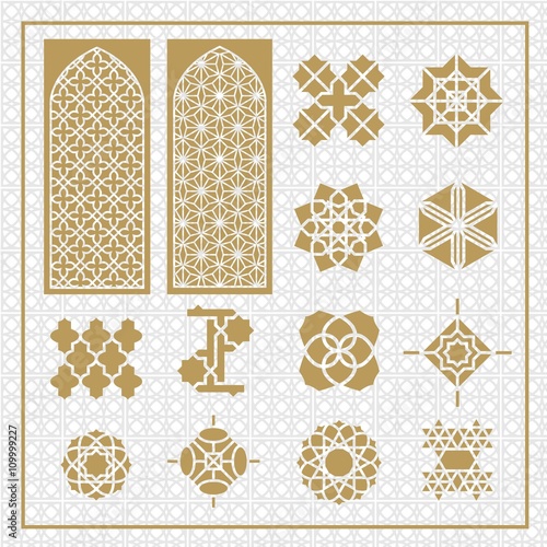 arabic ornament icon, vector set photo