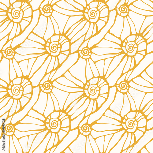 Seamless pattern with decorative seashells